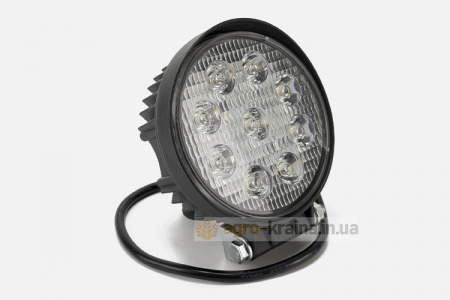 Фара-LED круглая (широкий луч) (9 диодов, 27Вт, 12/24В, ⌀119х53) АМ3297