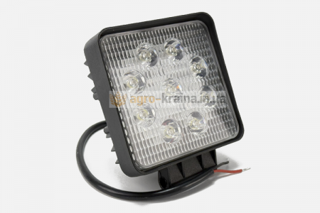 Фара-LED квадратная (широкий луч) (9 диодов, 27Вт, 12/24В, 110х110х50) АМ3262