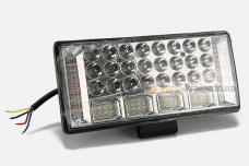 Фара-LED прямоугольная RED+BLUE (ближний-дальний+страбоскоп) (68 диодов, 204Вт, 12/24В, 225х105х30) АМ056